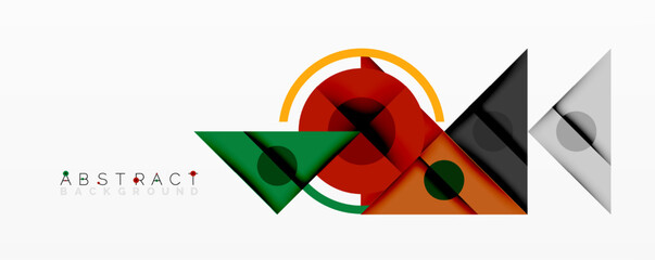 Leinwandbilder - Abstract geometric shapes overlap, creating dynamic composition. Colors include red, green, orange, black, gray, yellow. Modern design element.
