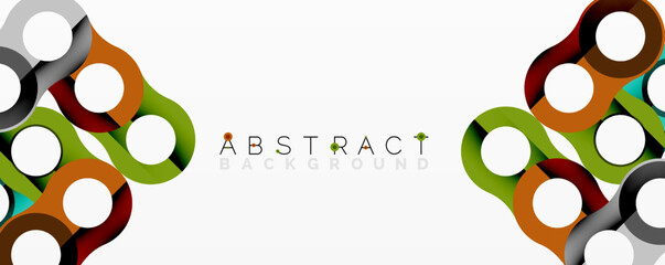 Poster - Colorful overlapping circles create modern abstract design. Bright hues blend, forming dynamic visual composition. Simple, clean aesthetic.