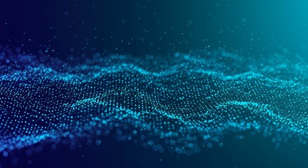 Wall Mural - visualize complex network connections big data streams using abstract composed undulating waves dots