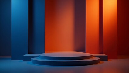 Wall Mural - geometric stage illuminated with vibrant colors perfect for product showcase