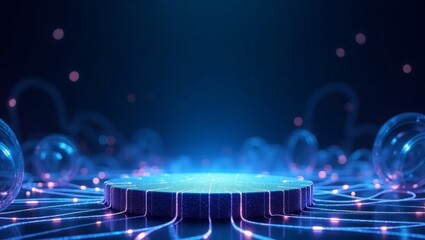 Wall Mural - abstract 3d render of a futuristic platform with a glowing digital aesthetic