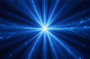 Poster - A radiant, electric blue starburst explodes from a dark, cosmic background.  Intricate, glowing energy lines radiate outward, creating a mesmerizing effect.