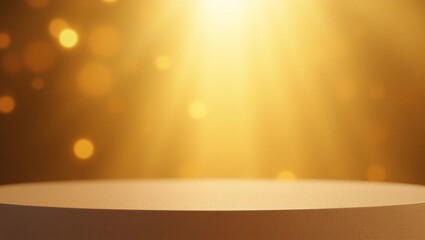 Wall Mural - elegant golden background with stage for product display and bokeh effect