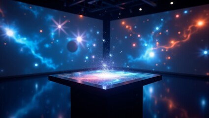 Wall Mural - cosmic portal and starry display within a futuristic and abstract room