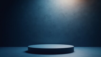 Wall Mural - empty stage design with round platform and abstract background, blue colors