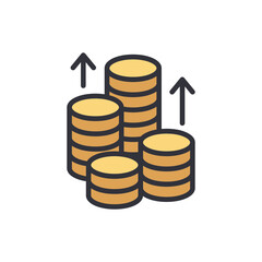 Wall Mural - Coins colored icons, minimalist vector illustration ,simple transparent graphic element .Isolated on white background