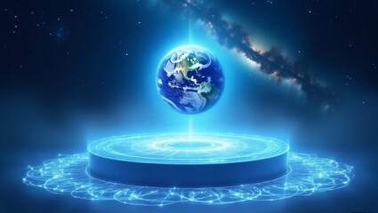 Wall Mural - the earth suspended in a futuristic digital world showcasing technology and global concepts