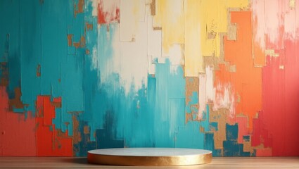 Wall Mural - abstract painted backdrop with podium for product display or creative composition