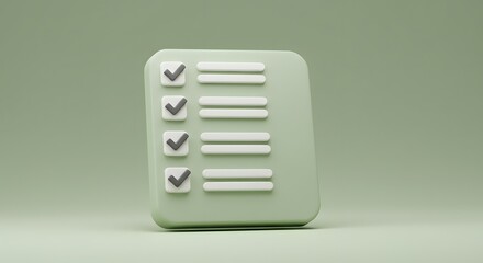 Wall Mural - Efficient 3D Checklist Icon  Productivity, Organization, and Task Management Symbol for Apps and Websites