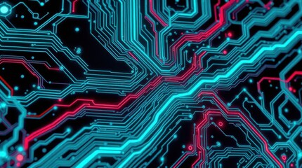 Wall Mural - abstract technology circuit board design with glowing lines for innovation