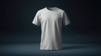 Blank white t-shirt mockup template on dark background for design use