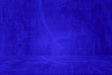 Fototapete - Wall interior background, studio and backdrops show products. with soft light shadow from window color blue and white. background for text insertion and presentation of product	