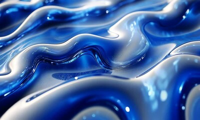 Wall Mural - Close-up of shimmering blue waves, showcasing fluid motion and reflections, ideal for design