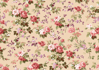  seamless pattern with pink flowers
