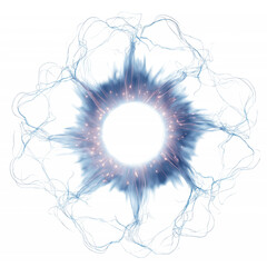 Wall Mural - abstract energy burst with central void, glowing halo, and intricate filaments on green screen