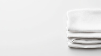 Leinwandbilder - Neatly folded white T-shirt displayed from front and back against a transparent background, perfect for product mockups with clean edges and space for design