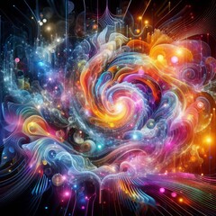 Wall Mural - digital collage with luminogram effect