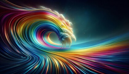 Wall Mural - rainbow wave capture the rainbow as if it's a wave crashing agai