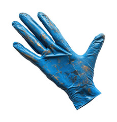 Protective blue glove display environment isolated viewpoint isolated on transparent background
