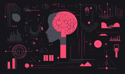 Wall Mural - minimalist vector illustration of ai technology concepts in abstract design