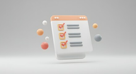 Wall Mural - Streamline Your Workflow 3D Render of a Checklist App Interface