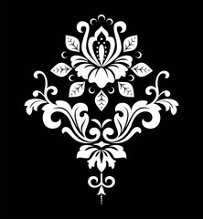 Fototapete - Damask graphic ornament. Floral design element. Black and white vector pattern.