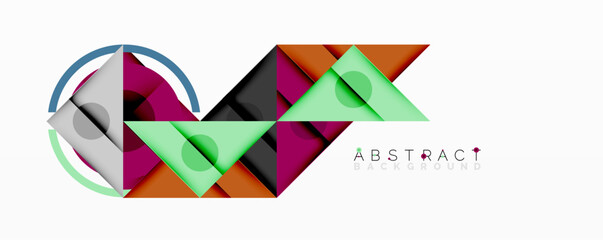 Poster - Geometric shapes create modern design. Vibrant colors, overlapping elements, abstract composition. Minimalist style, clean lines, fresh look.