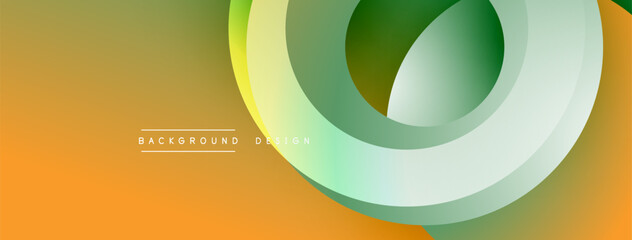 Fototapete - Abstract layers create dynamic visual flow. Gradient colors blend, forming circular shapes. Modern design element for backgrounds.