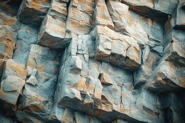 Aufkleber - A close-up view of a rugged rock face, showcasing its textured and layered formations.