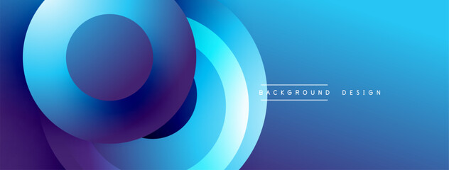 Fototapete - Abstract blue layers create dynamic circular composition. Gradient shades offer depth, modern aesthetic. Minimalist design.