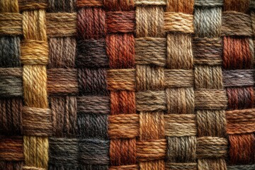 Aufkleber - Intricate woven texture of various earth tones, showcasing a detailed handcrafted pattern.