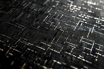 Aufkleber - Close-up of a black fabric with a subtle, interwoven silver thread pattern.