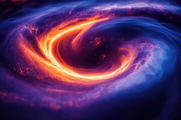 Poster - A swirling vortex of cosmic energy, fiery orange against a deep blue nebula, evokes feelings of power and mystery.
