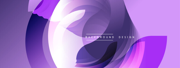 Fototapete - Abstract purple design features layered circular shapes. Smooth gradients create dynamic visual flow, modern aesthetic.