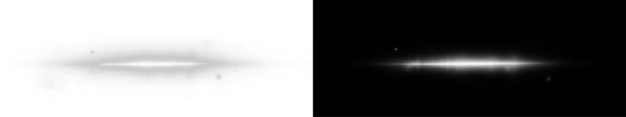 Fototapete - PNG dynamic light line with glow, shine, sparkle, and flare. Abstract horizontal streak effect with bright ray, glare, and glitter. Perfect for digital, festive, or magic-themed design