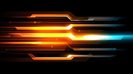 Wall Mural - a dynamic, abstract illustration featuring flowing lines in vibrant orange, blue, and black, evoking