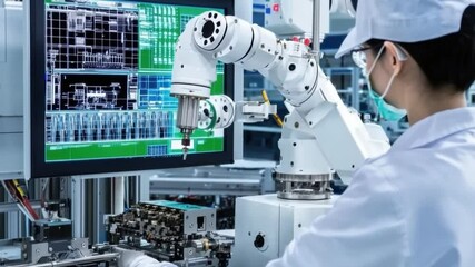 Wall Mural - a high-tech manufacturing facility integrating iot hardware for real-time monitoring.