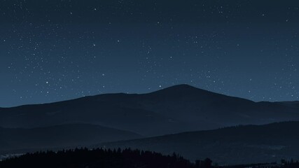 Wall Mural - a a movement of stars in the night sky with the view of mountains.