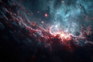 majestic cosmic nebula with vibrant colors and ethereal glow, a stunning celestial panorama of deep 