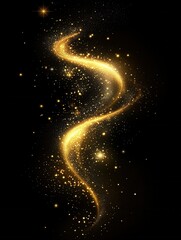 Wall Mural - elegant golden glitter spiral on black background creating a magical and festive atmosphere perfect 