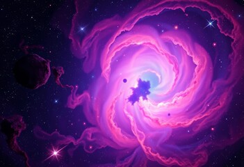 Wall Mural - cosmic monkey star throw, swirling nebulae background, art, astral
