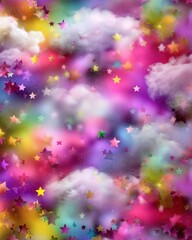 Wall Mural - dreamy celestial background with vibrant colors clouds and stars creating a magical fantasy atmosphe