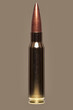 © fStop - Close up studio shot .308 Winchester 7.62 bullet on brown background