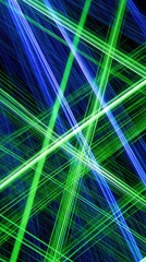 Canvas Print - dynamic interplay of luminous green and blue light streaks creating an abstract and energetic futuri
