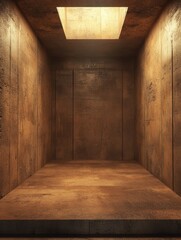 Canvas Print - interior architectural space with textured concrete walls and a glowing skylight creating a dramatic