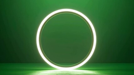 Wall Mural - radiant circle: a luminous neon circle against a vibrant green backdrop, evoking a sense of modernit