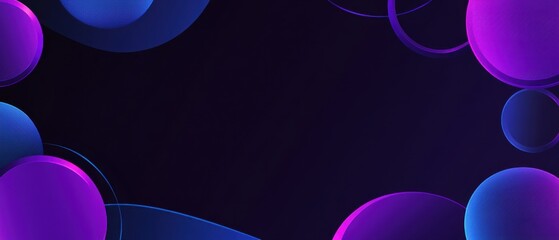 Wall Mural - Abstract dark background with vibrant blue and purple gradient circles and lines for modern futuristic design