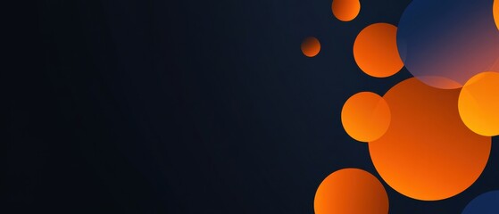 Wall Mural - Abstract dark blue and orange gradient background with glowing circles Modern backdrop with vibrant colors and dynamic shapes for graphic design