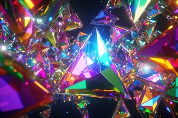 Wall Mural - abstract geometric shapes, vibrant colors, 3d render