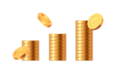 Wall Mural - 3d golden bangladesh taka coins stack. stock vector illustration on isolated background.